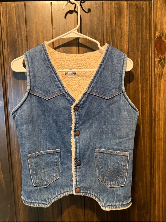 Wrangler Jackets & Blazers - Wrangler Blue Denim Sherpa Vest with Cream Lining